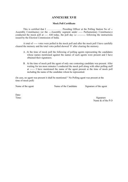 handbook for presiding officers - Chief Electoral Officer, Govt. of Sikkim
