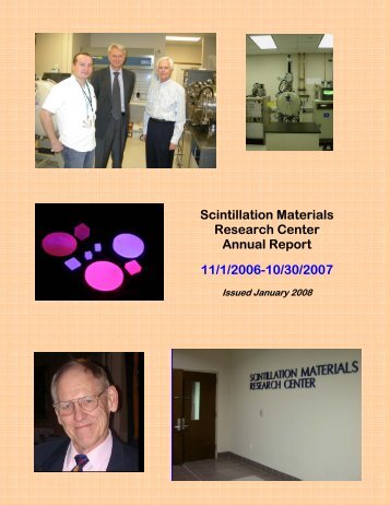 Scintillation Materials Research Center Annual Report - College of ...