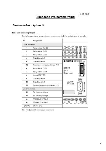 Simocode Pro parametrointi - Siemens