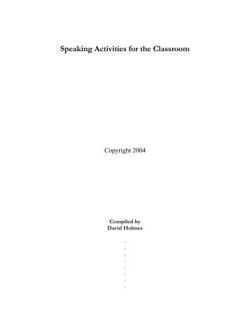 Speaking Activities for the Classroom - NoblePath