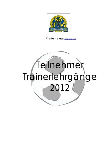 Teilnehmer Trainerlehrgänge 2012