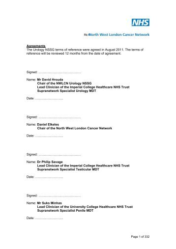 Agreements The Urology NSSG terms of reference ... - Nwlcn.nhs.uk