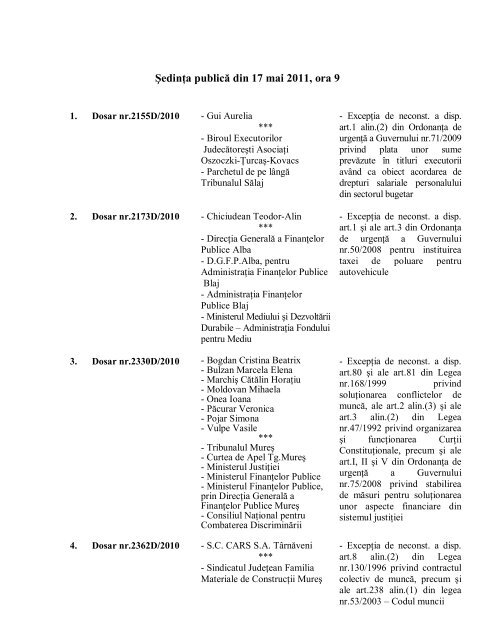 SedinÅ£a PublicÄƒ Din 17 Mai 2011 Ora 9