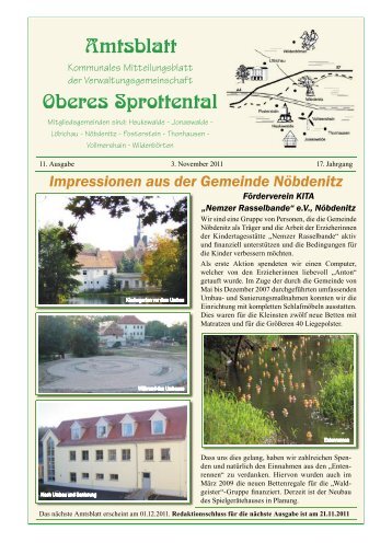 Amtsblatt Oberes Sprottental vom November 2011 - in Nöbdenitz!