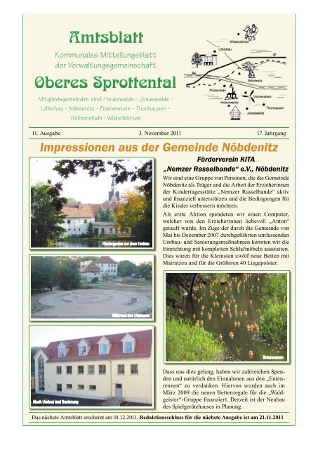 Amtsblatt Oberes Sprottental vom November 2011 - in Nöbdenitz!