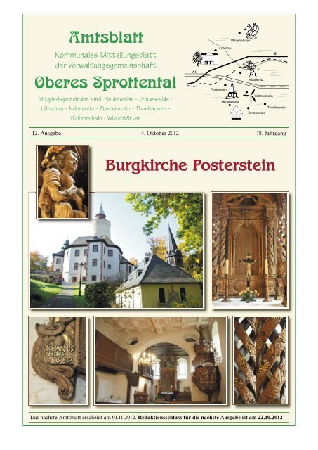 Amtsblatt Oberes Sprottental vom Oktober 2012 - in Nöbdenitz!