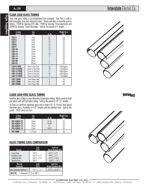 Section A - Sign Supplies - Home | Interstate Electric Corporation