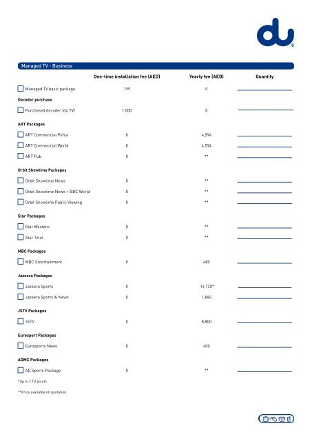 Business Fixed Services - Application form - Du