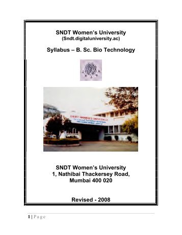 SNDT Women's University Syllabus â B. Sc. Bio Technology SNDT ...