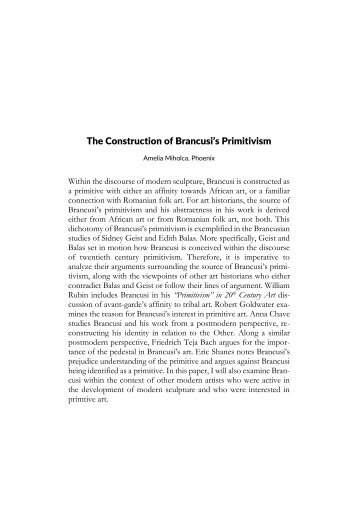 The Construction of Brancusi’s Primitivism