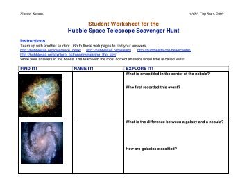 Student HST Scavenger Hunt Worksheet-3 - Top Stars