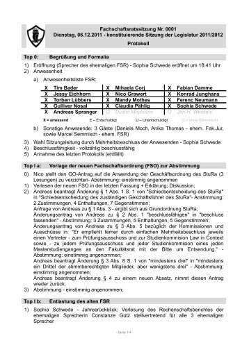 Protokoll Nr.1 vom 06.12.2011 konstituierende Sitzung