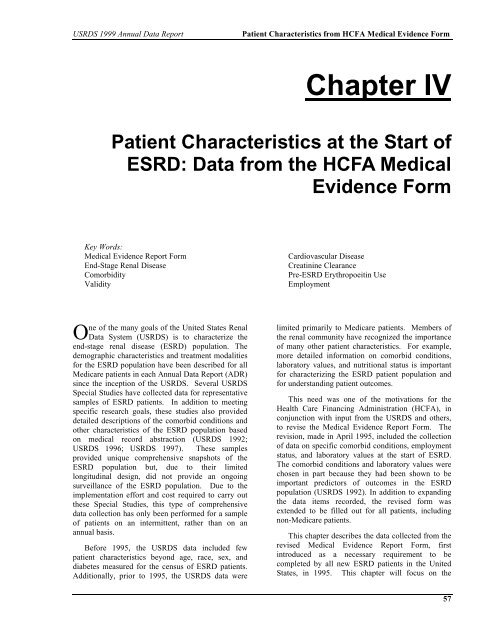 4. Patient Characteristics from CMS Medical Evidence Form