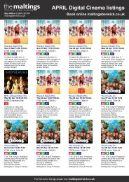 APRIL Digital Cinema listings Book online ... - The Maltings