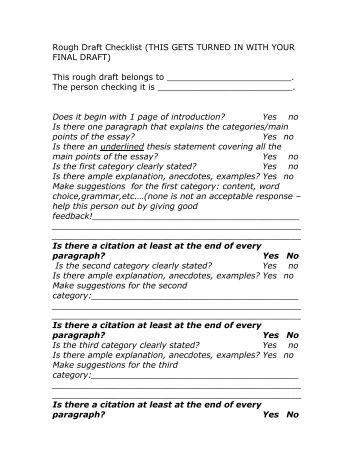 Extended Essay Rough Draft Formation