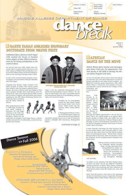 Summer 2006 issue - Department of Dance - Wayne State University