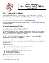 Weekly Newsletter May 20, 2011 - Banting Memorial High School