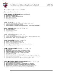 Foundations of Mathematics, Grade 9, Applied (MFM1P) - Banting ...