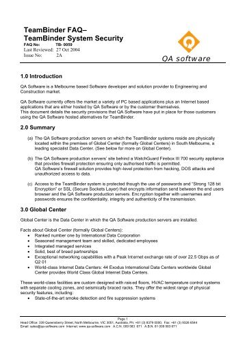 TeamBinder FAQâ TeamBinder System Security QA software