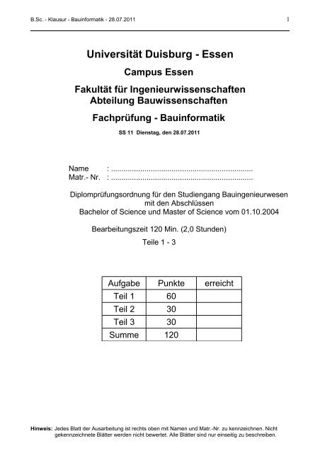 UniversitÃ¤t Duisburg - Essen - Baustatik-Info-Server