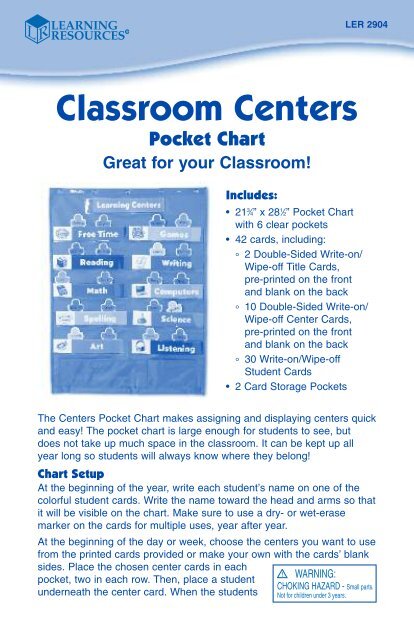 Classroom Centers Pocket Chart