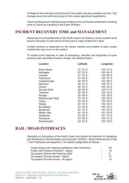 North Coast Line South Information Pack - Queensland Rail
