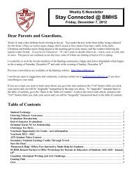 Weekly Newsletter December 7, 2012 - Banting Memorial High School