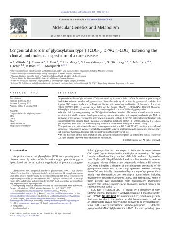 Congenital disorder of glycosylation type Ij (CDG-Ij, DPAGT1-CDG ...