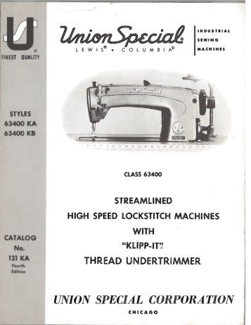 Parts book for Union Special 63400KA, KB - Superior Sewing ...