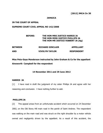 Sinclair (Richard) v Taylor (Vivolyn).pdf - The Court of Appeal