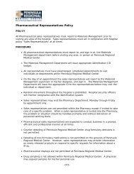 Pharmaceutical Representatives Policy - Peninsula Regional ...