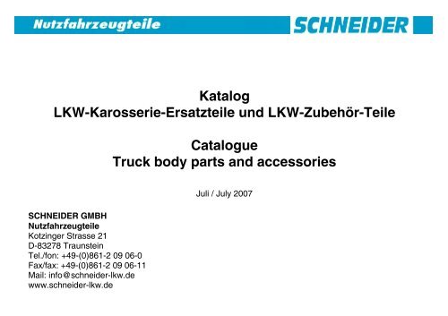 Katalog LKW-Karosserie-Ersatzteile und LKW-ZubehÃ¶r-Teile