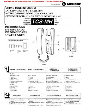 AIPHONE TCS-MH Chime Tone 2-Station Intercom Kit Wiring
