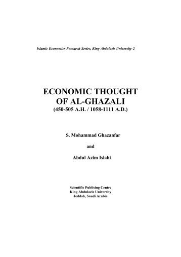 economic thought of al-ghazali (.450-505 ah / 1058-1111 ad)