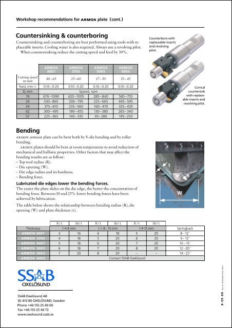 Armox Machining, Bending PDF