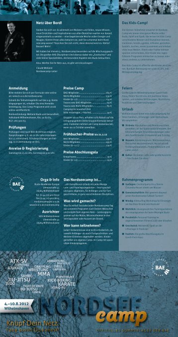 Nordseecamp-Ausschreibung / offizieller Flyer - Budo-Akademie ...