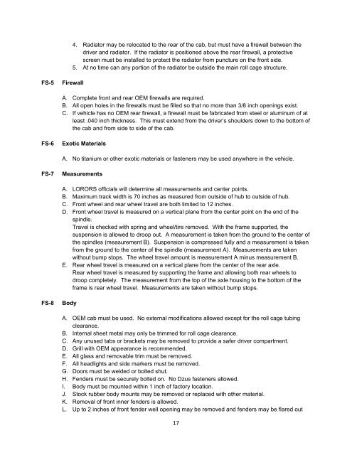 Official Rule Book - Lucas Oil Regional Off Road Racing