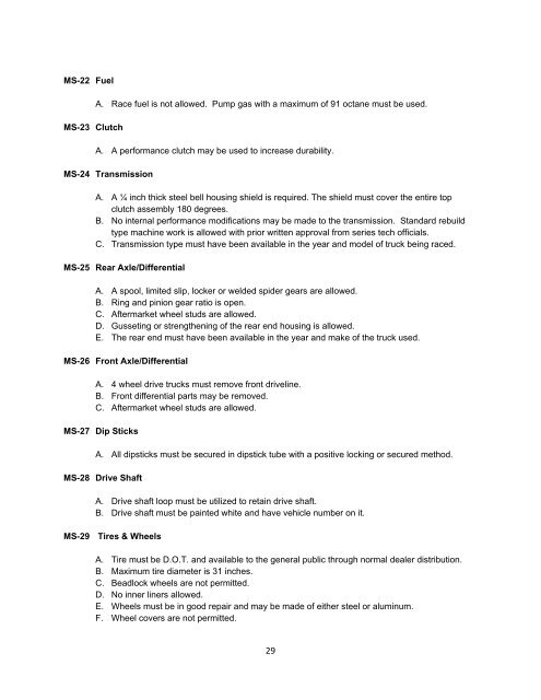 Official Rule Book - Lucas Oil Regional Off Road Racing