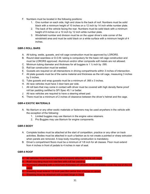 Official Rule Book - Lucas Oil Regional Off Road Racing