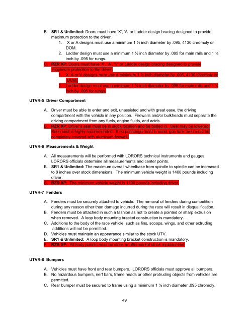 Official Rule Book - Lucas Oil Regional Off Road Racing