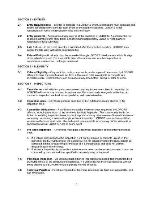 Official Rule Book - Lucas Oil Regional Off Road Racing