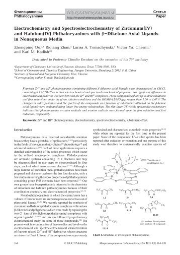 Electrochemistry and Spectroelectrochemistry of Zirconium(IV) and ...