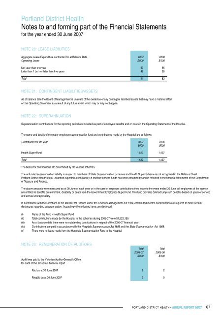 Portland District Health Annual Report 2007 - South West Alliance of ...