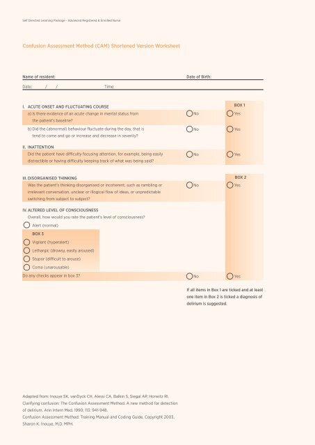 Self directed learning package: CAM Worksheet - CareSearch