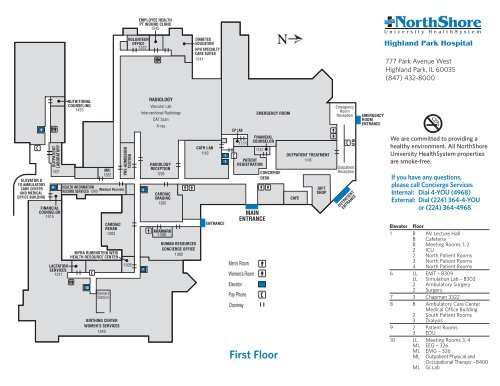 Highland Park Hospital Floor Plan Map - NorthShore