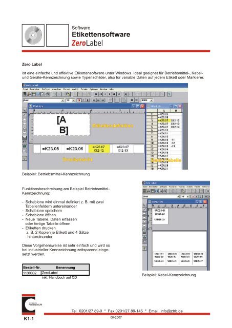 Label Zero - zeichentechnik h. rosenbaum