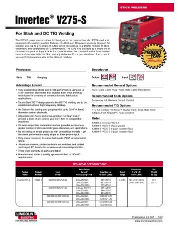 Stick Welders: Invertec V275-S - Unimaq