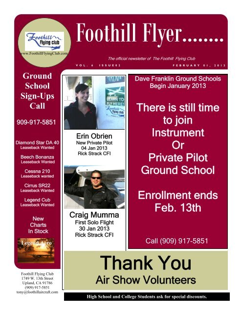 February Newsletter 2013 - Foothill Flying Club