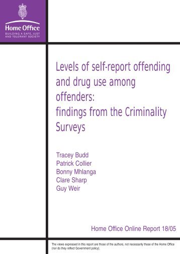 Levels of self-report offending and drug use among offenders ...
