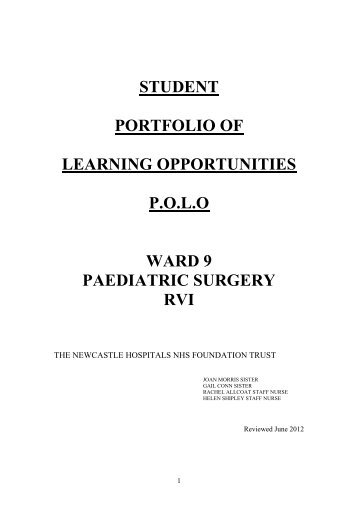 student portfolio of learning opportunities polo ward 9 paediatric ...